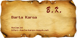 Barta Karsa névjegykártya